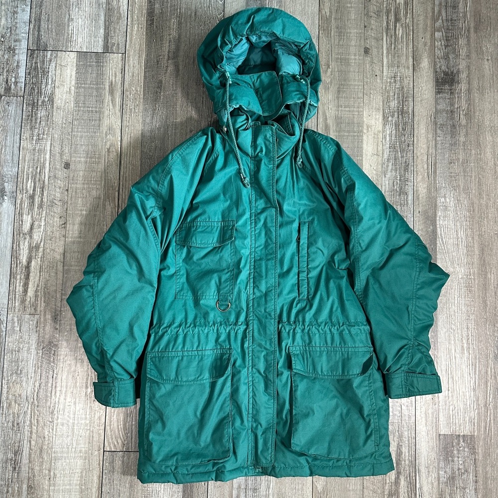 Vintage Eddie Bauer Parka Jacket Women's S Goose Down Ski Puffer Snowline Hooded